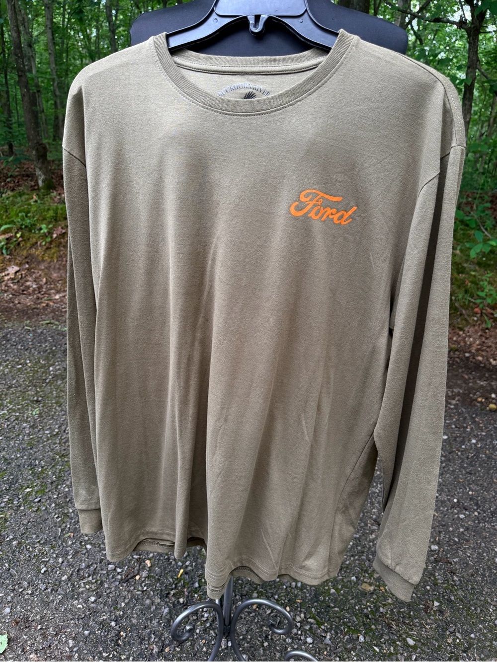 Ford Men's Long Sleeve Logo Shirt in Olive Brown